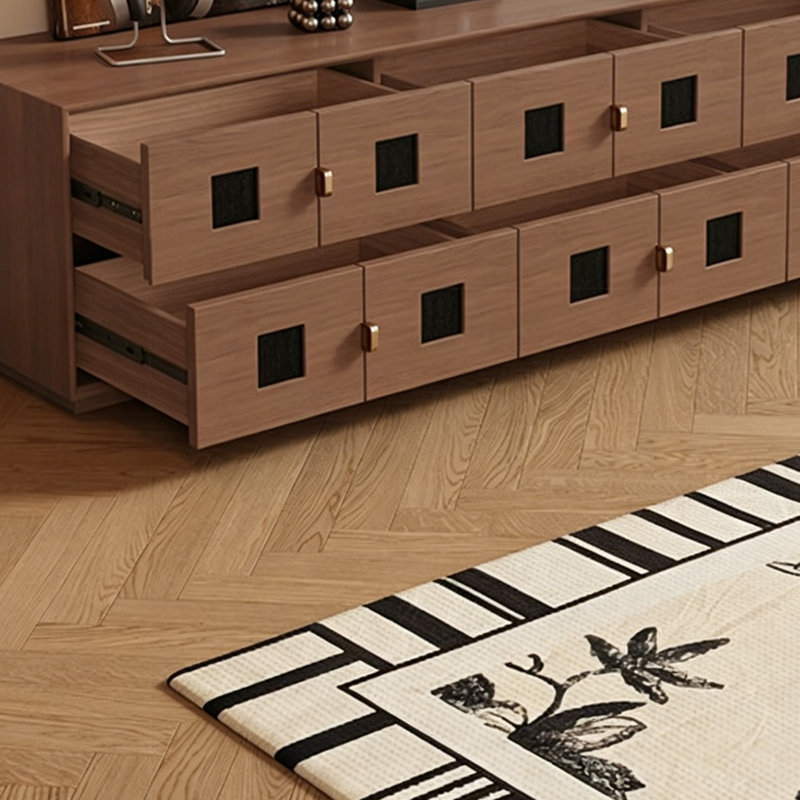 Meuble télé moderne avec rangement et tiroir en bois, 16.92”H x 78.74”L x 15.74"W, Brown