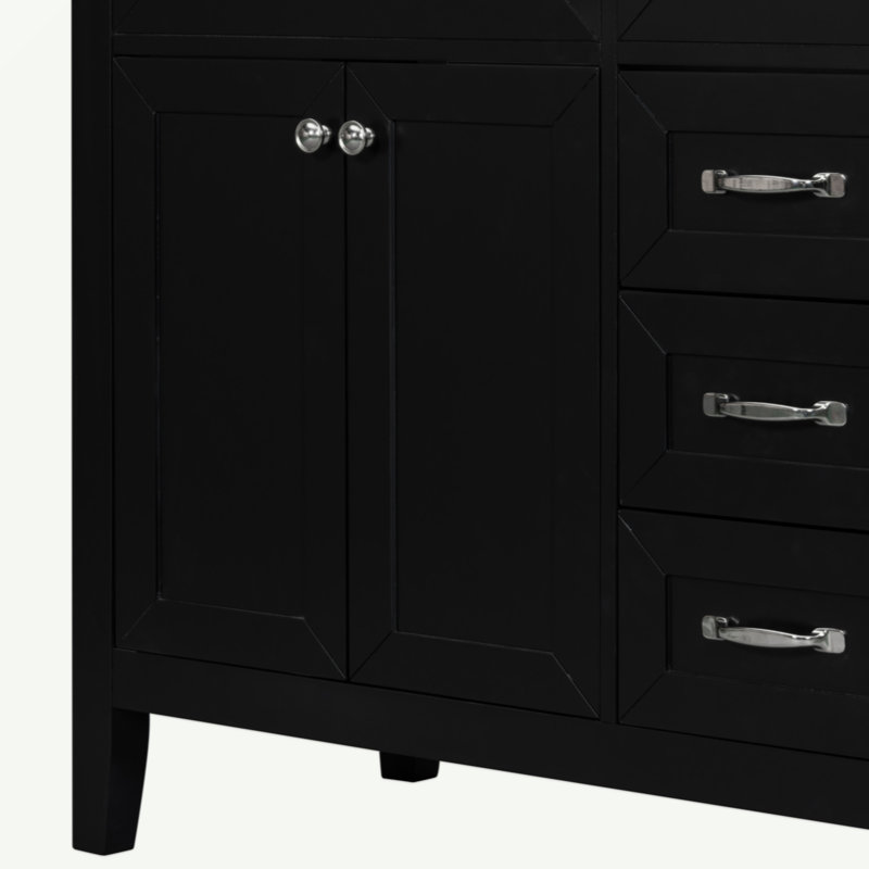 Meuble-lavabo 36 po avec lavabo, armoire de salle de bain avec tiroirs, structure solide et panneau de fibres à densité moyenne