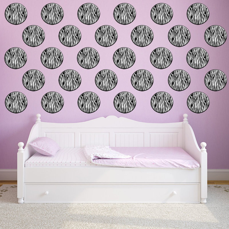 Décalcomanie murale à point pois zèbre, H 5 po x l 5 po