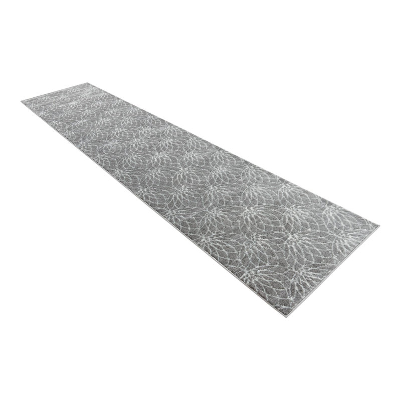 Glitzy Geometric Gray/Ivory Area Rug, Runner 2'7" x 12'