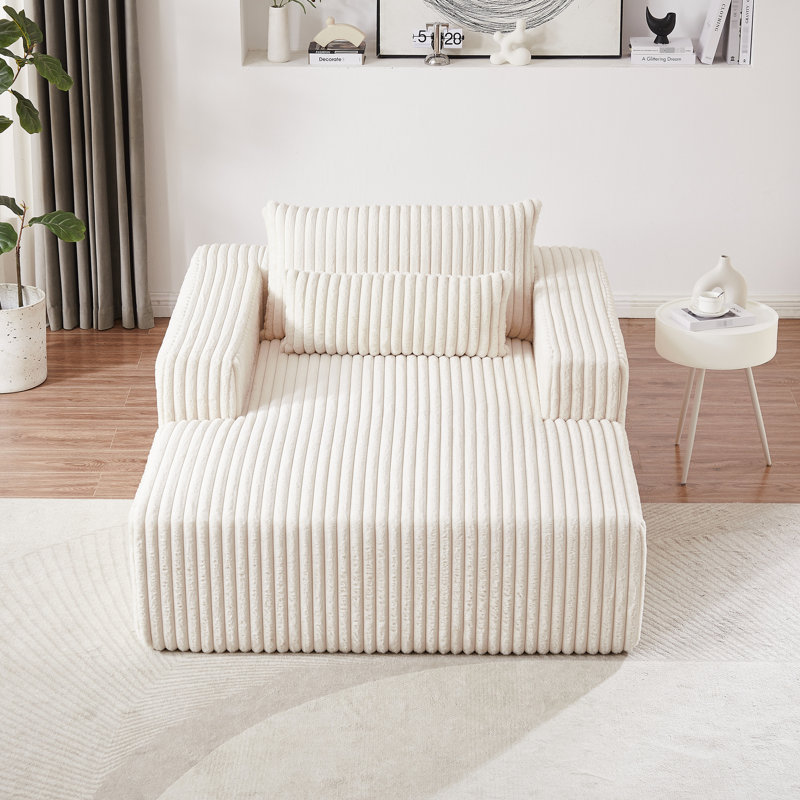 Fauteuil-lit en velours côtelé de 75 pouces, salon moderne pour l'intérieur, aucun assemblage requis, assemblage de coussins, salon de chambre à coucher, doux