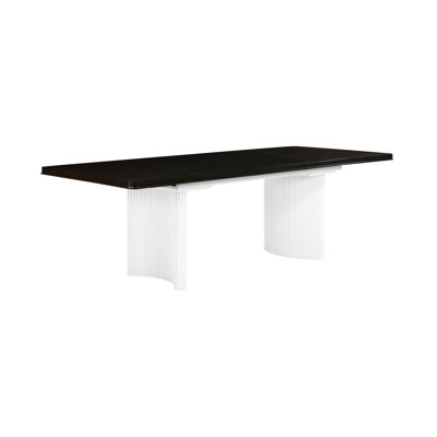 Table rectangulaire avec finition brun et blanc et rallonge - Conçue pour durer. Plateau extensible moderne. Fabriqué en bois de peuplier, placage d'aspect polyvalent. 40,26 po de profondeur, 97,58 de largeur,