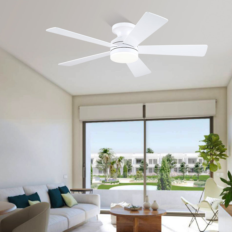 Ventilateur de plafond à profil bas de 46 po avec télécommande / télécommande, Blanc
