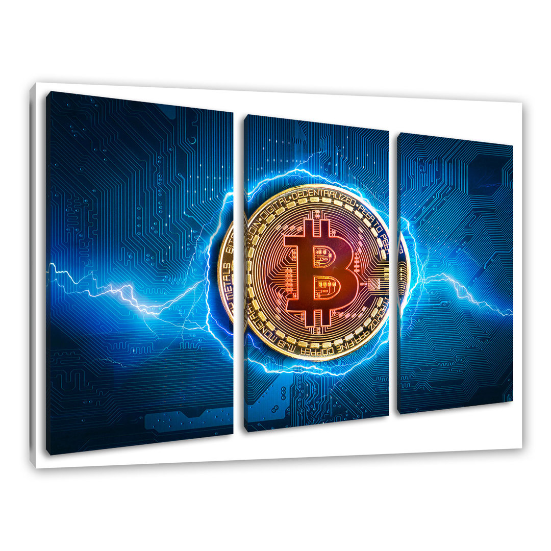 Leinwandbild Bitcoin BTC auf Motherboard