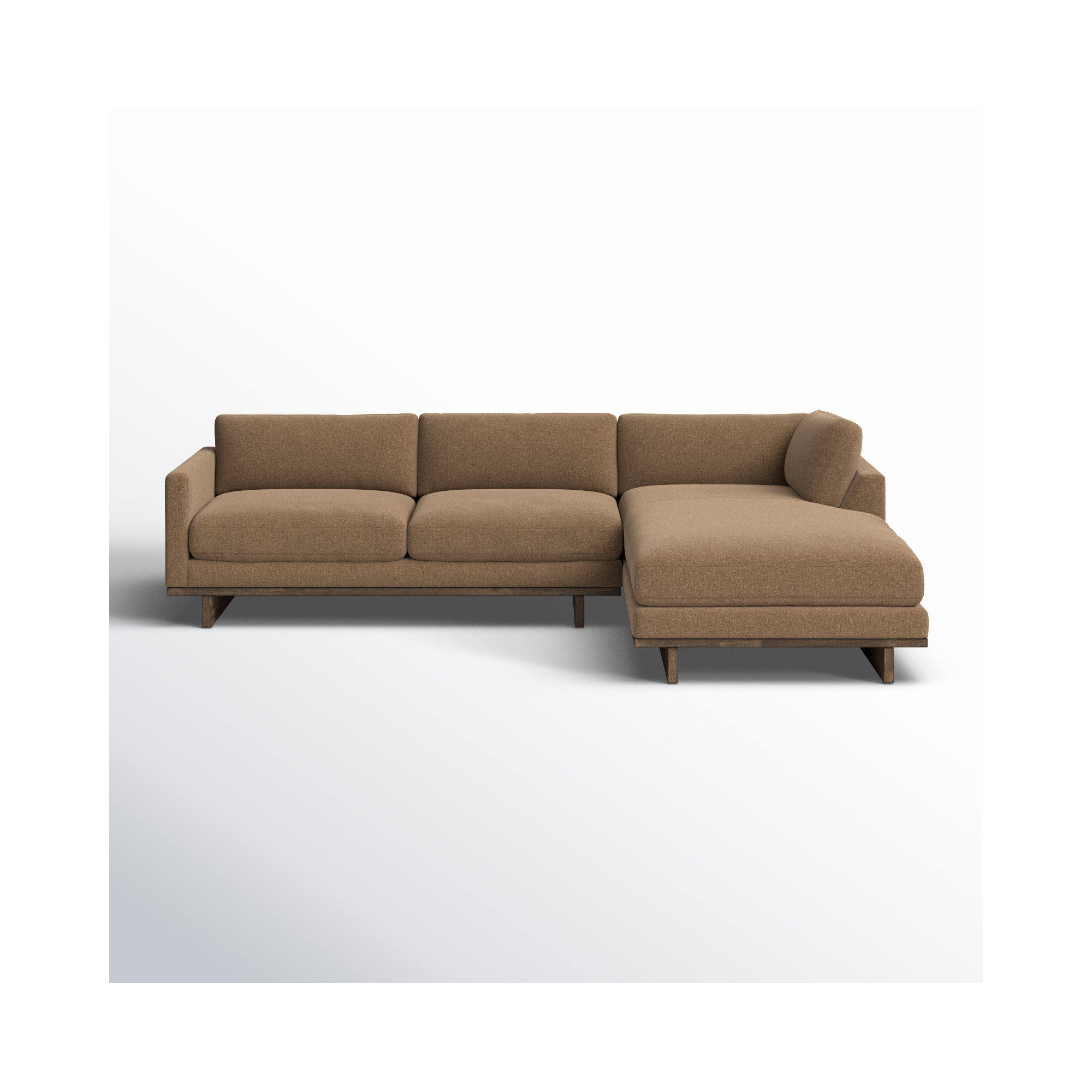 Menades Upholstered Chaise L-Sectional, Right Hand Facing, 32" H x 125" W x 70" D, Antwerp Cafe Linen Blend