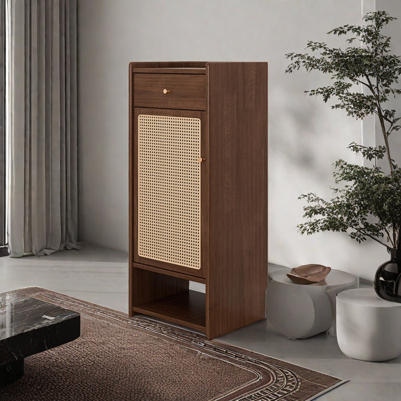 10 Pair Shoe Storage Cabinet, Dark Brown Wood