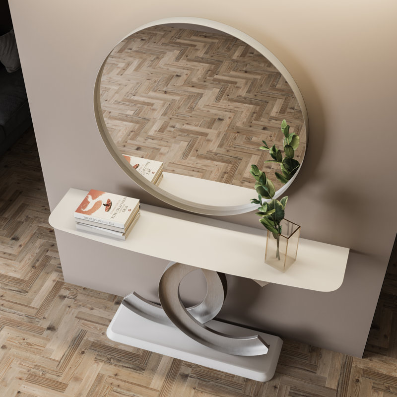 Console 70,87 po, H 31,5 po x l 39,37 po x P 13,78 po, Blanc / argent