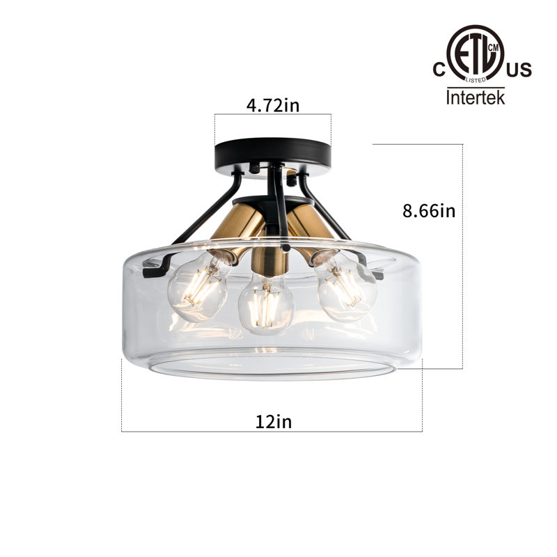 12" Glass Flush Mount Lighting