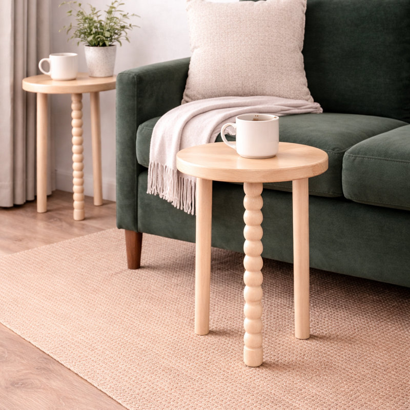 Table d'appoint Caspar, Blanc délavé