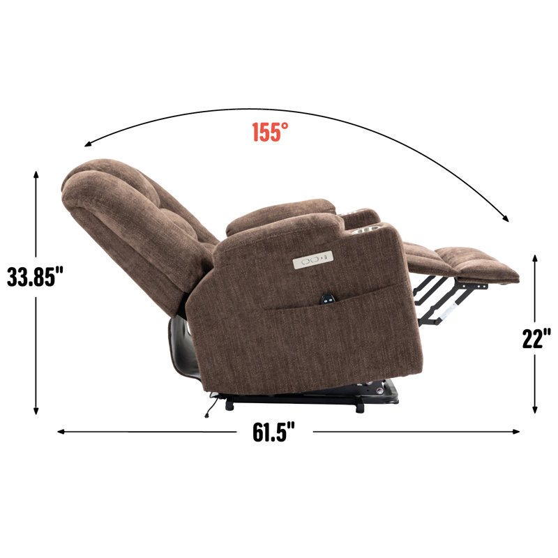 Large Power Lift Recliner Chair With Massage And Heat For Elderly, Overstuffed Wide Recliners, Heavy Duty Motion Mechanism With Usb And Type C Ports, 2 Steel Cup Holders
