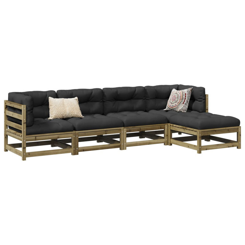 vidaXL Garden Lounge Set Outdoor Lounge Set Corner Sofa Couch Solid Pinewood, Dark Brown