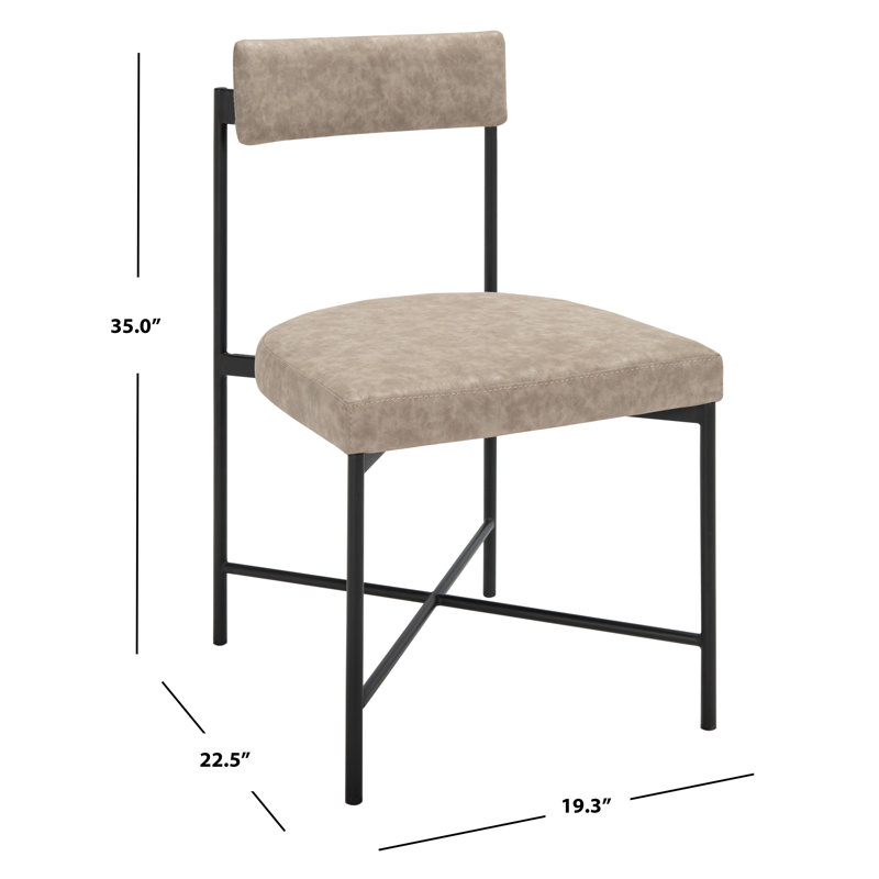 20'' H Leather Upholstered Metal Armchair, Light Gray Faux Leather