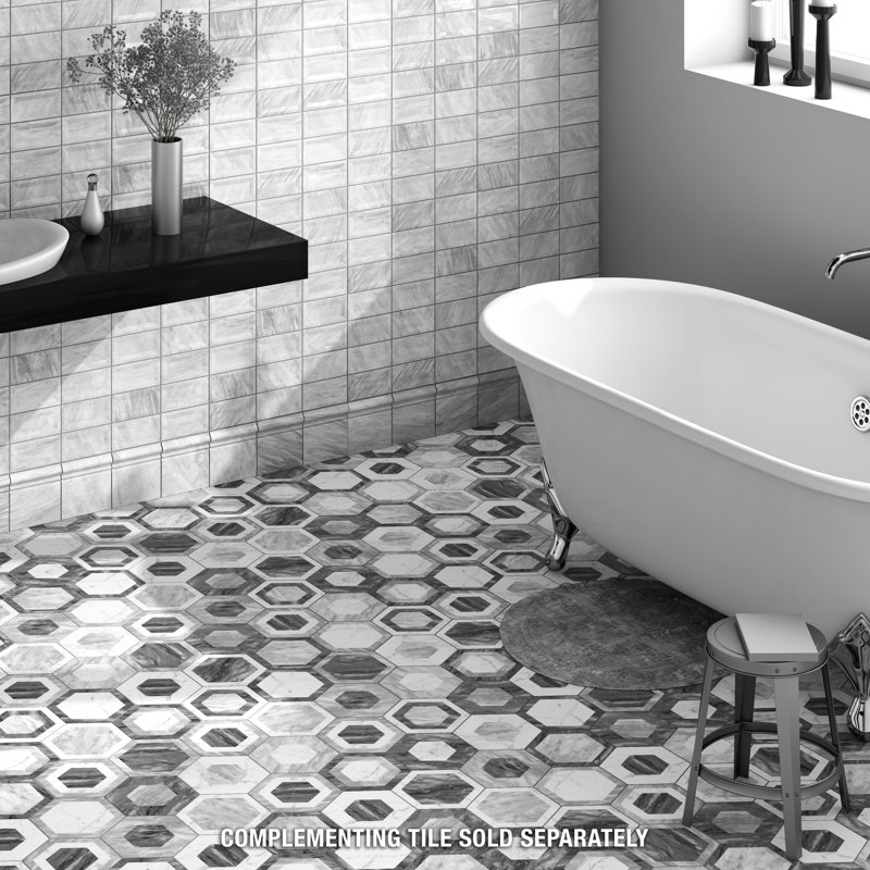 Classico Bardiglio Hex 7" x 8" Porcelain Patterned Wall & Floor Tile