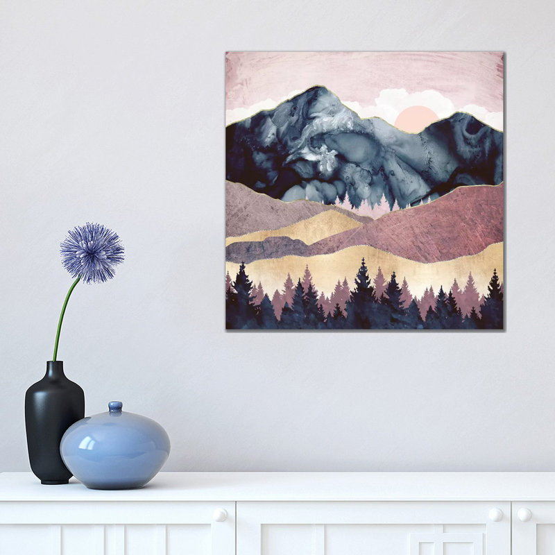 Mauve Vista - impression d'art graphique, Aucun mat, H 18 po x l 18 po x 1,5 po, Toile tendue