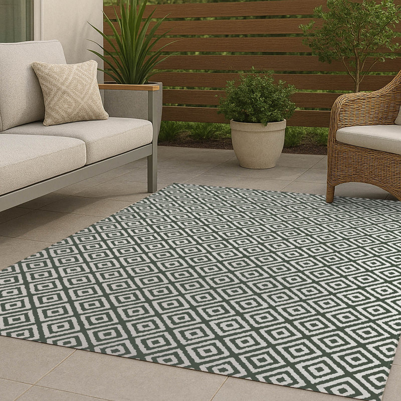Tapis d'extérieur antidérapant Ikat Grunge, Rectangulaire 2 pi x 3 pi