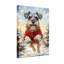 Animaux, chien de Noël en chandail rouge sautant-673835442
