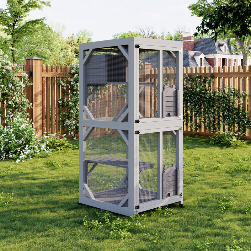 Grande cage à chat sur roulettes pour l'intérieur et l'extérieur, fenêtre de 68 pouces avec toit en asphalte, grattoir