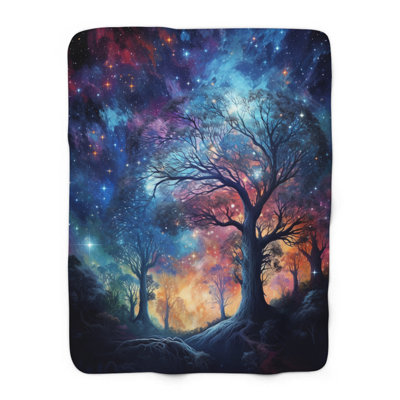 Galaxy Glow - couverture sherpa 1 pièce de qualité supérieure - impression d'art luxueux