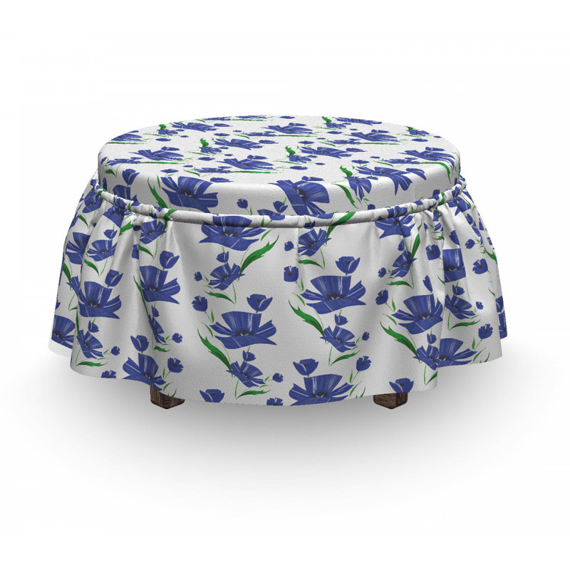 Housse pour repose-pieds art bleuet shabby
