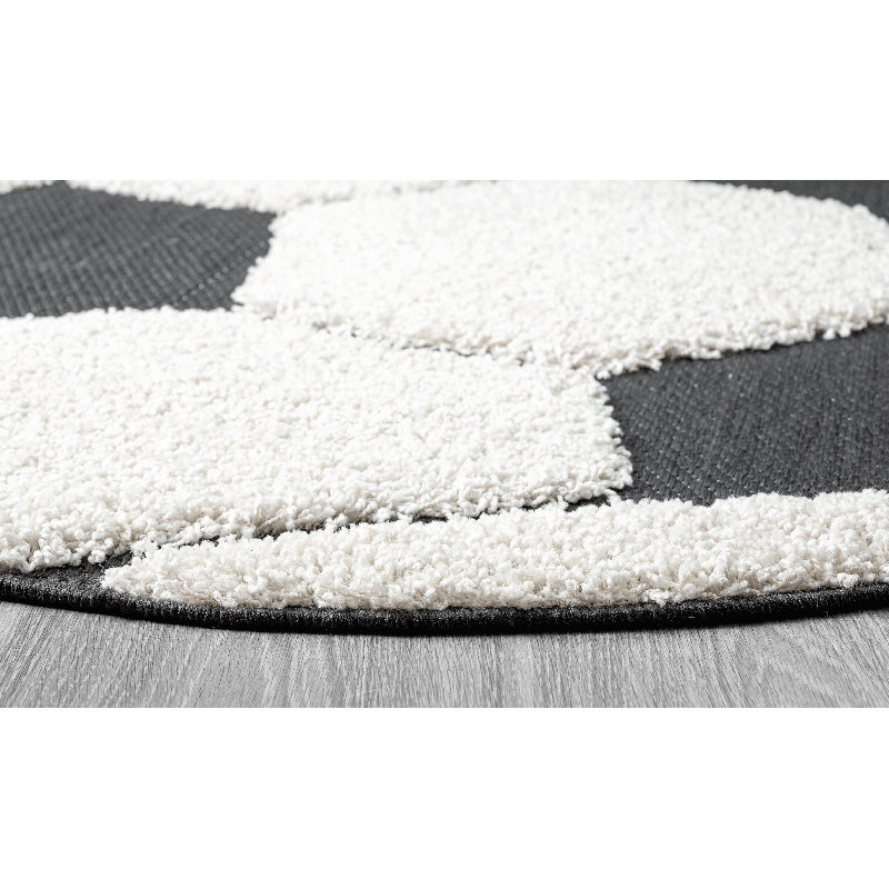 Power Loom White/Black Rug