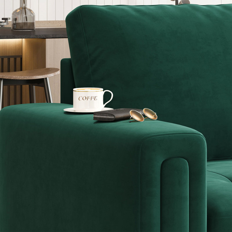 Modular Velvet Pull Out Bed With Storage Ottoman For Living Room Bedroom Apartment, Green Velvet