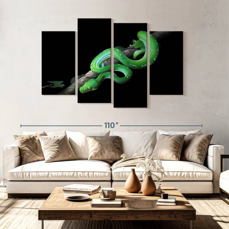 Brampt Green Python Slithering On A Branch, 54" H x 84" W