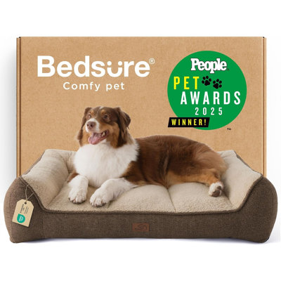 Lit orthopédique confortable pour chiens de taille moyenne, canapé-lit lavable imperméable très épais avec housse en sherpa, base antidérapante