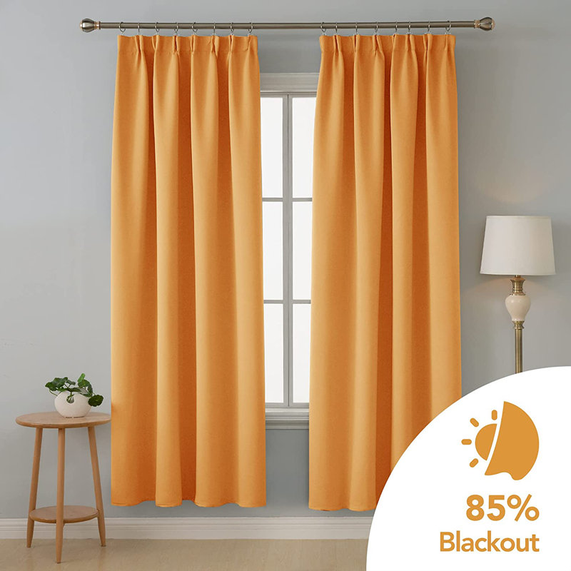 Fari Blackout Curtain Pair, Mellow Yellow, 117cm W x 183cm D