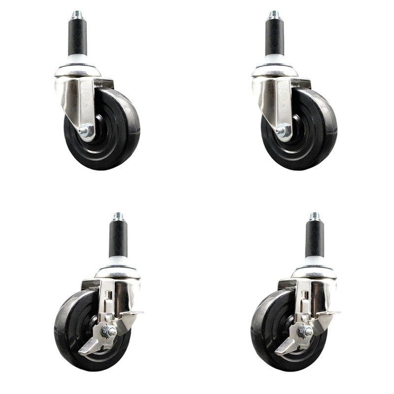 4 Piece Soft Rubber Swivel Caster Set