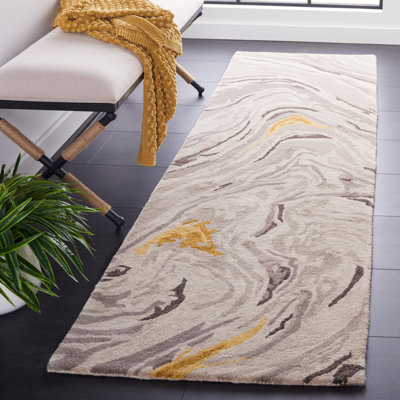 Wool and Cotton Abstract Indoor Rug