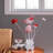 Accent Table Lamp, LED, Red Roses, Crystal Square Vase, Chrome 21 Inch