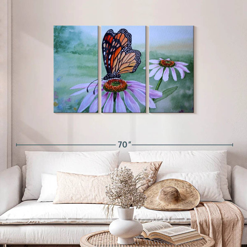 Harnek Butterfly On Coneflower, 28" H x 45" W