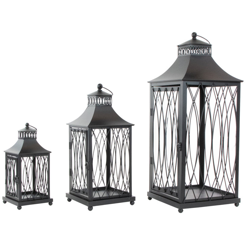 Black Lattice Style Candle Lanterns
