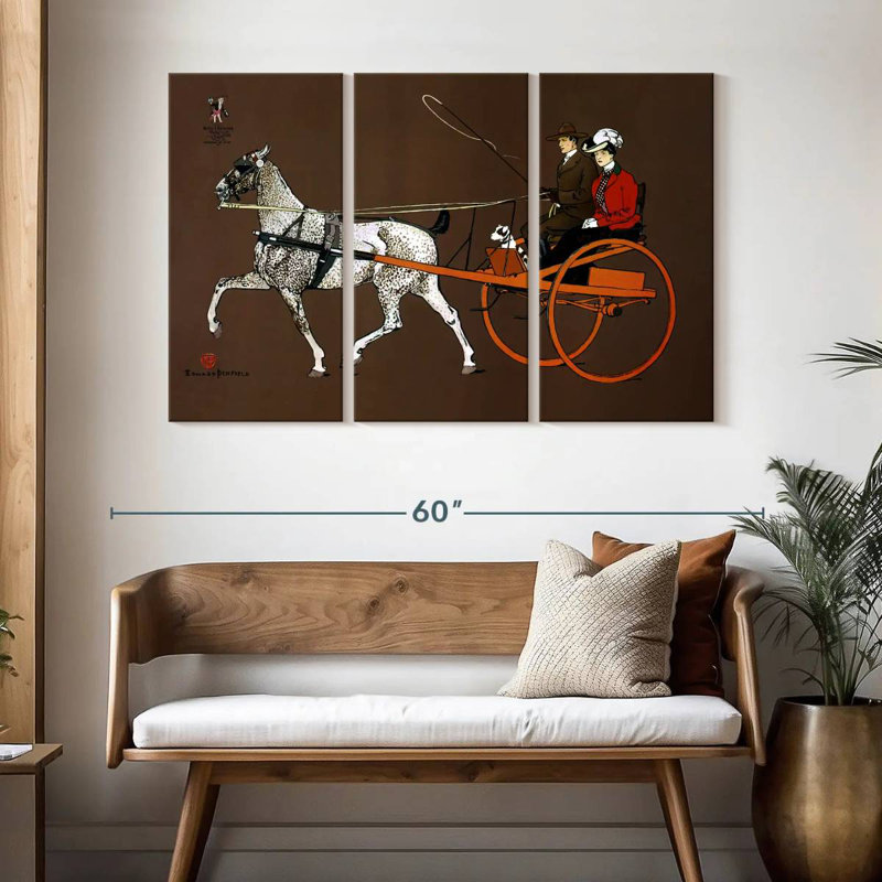Couple Mehar dans un chariot brisant, H 32 po x l 50 po
