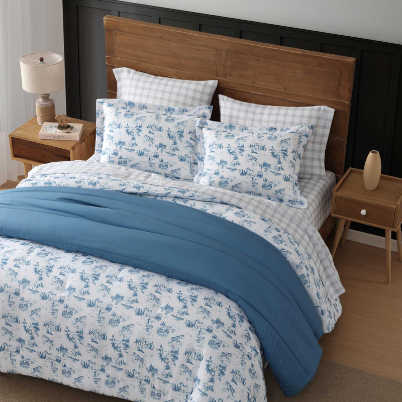 Ensemble d'édredon bleu Eddie Bauer, Édredon pour grand lit + 2 taies décoratives