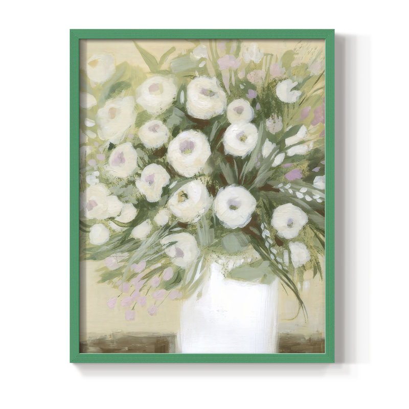 «Soft Sun Bouquet II», reproduction encadrée - bois massif, H 15 po x l 12 po, Green