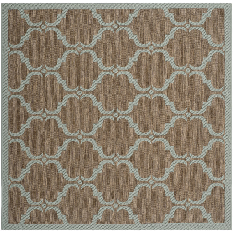 Kelley Hooked Indoor/Outdoor Rug, Brown / Aqua, Square 160 cm
