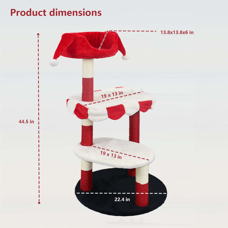 Arbre à chat à plusieurs niveaux avec perchoirs confortables et poteaux à griffer en sisal, design rouge et blanc pour grimper, se reposer et jouer