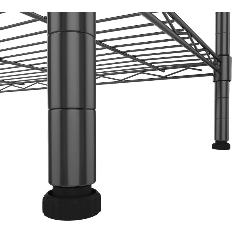 Rayonnage réglable H 63 po x l 20 po x P 12 po Martens avec pieds réglables, crochets latéraux, Noir, noir, noir, noir