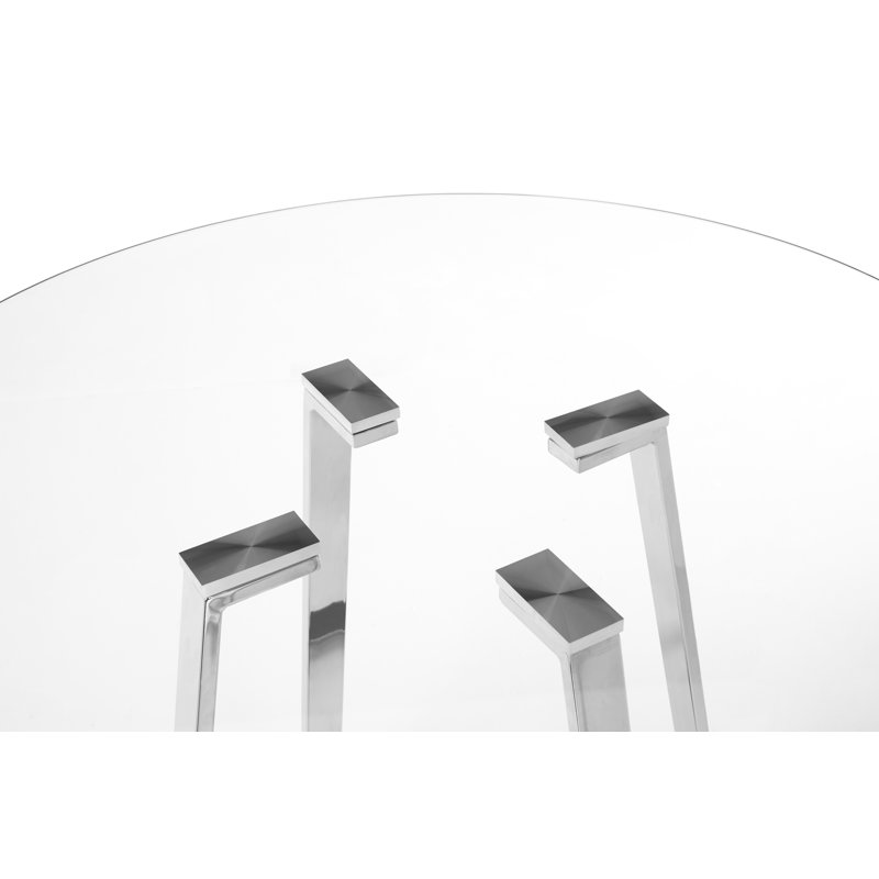 Round Glass Top Metal Base Dining Table