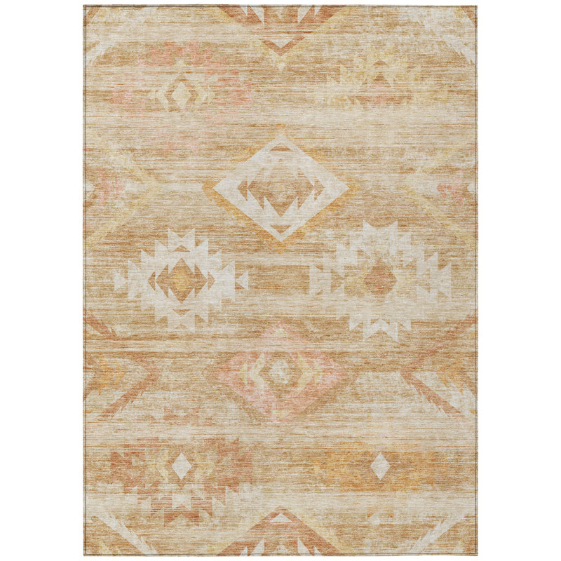 Tapis extérieur lavable de style sud-ouest en terre cuite 5 pi x 8 pi