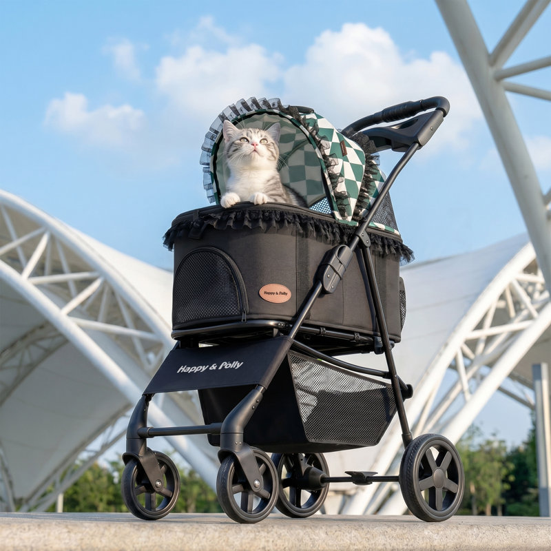 39'H 4-Wheel Foldable Pet Stroller for Small/Medium Dogs & Cats– 3-in-1 Convertible Design with Removable Carrier & One-Click Folding Mechanism