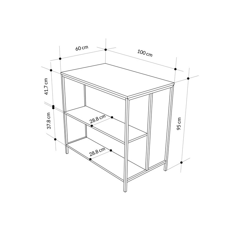 Cuaron Rectangular Bar Cabinet with Open Shelves, Hitit/Dark Brown/Saphire Oak