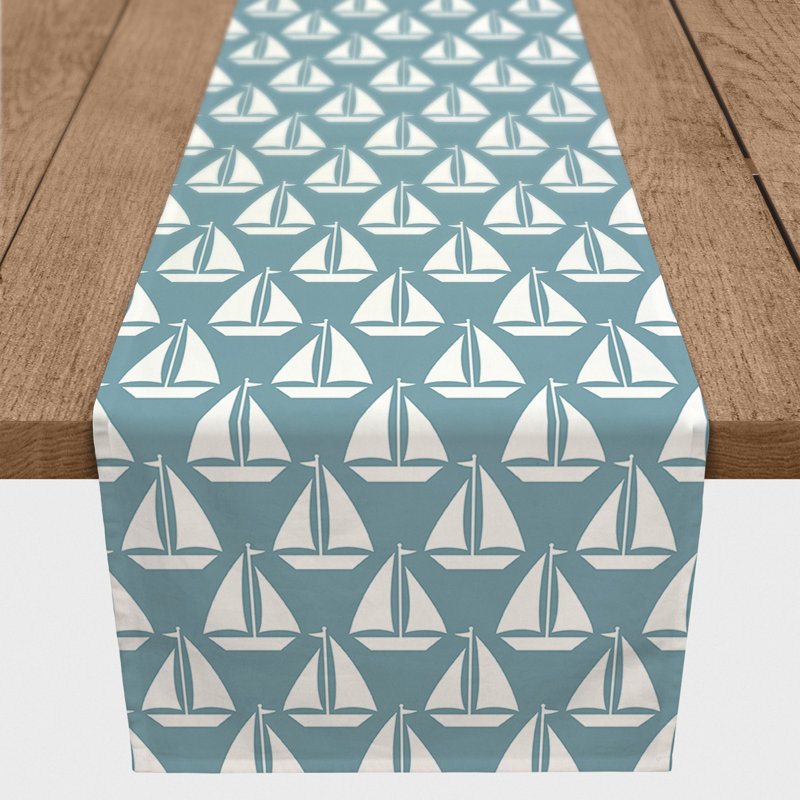Chemin de table géométrique McKnight, Bleu, L 90 po x l 16 po