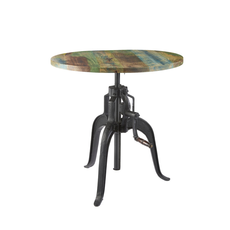 Manzo Round Solid Wood Top Metal Base Dining Table
