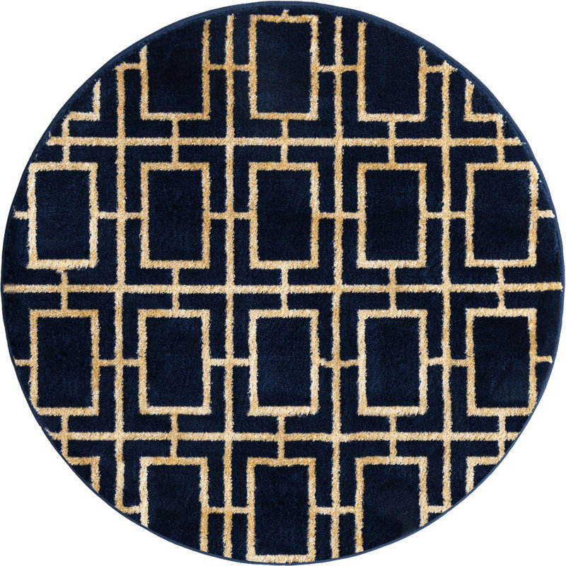 Tapis bleu marine Corando, Rond 3 pi 1 po