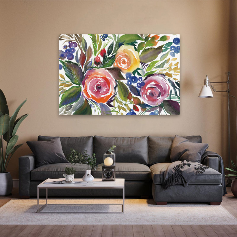 Bourgeons en fleurs - roses en fleurs, H 40 po x l 60 po