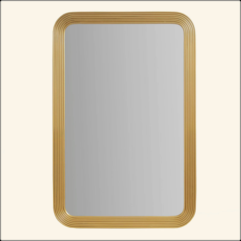 Rounded Rectangle Fluted Wall Mirror Gold See Below