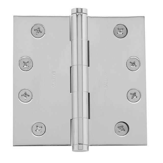 4" H x 4" W Butt Bearing Single Door Hinge, Bright Chrome