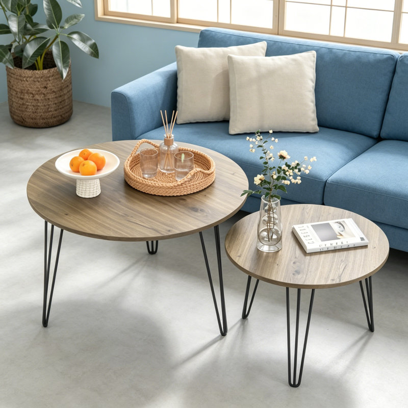 Ensemble de tables basses Nesting, Brun rustique